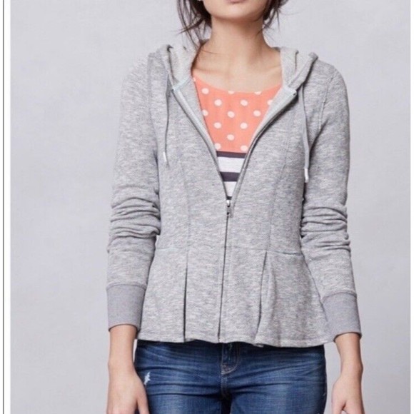 Anthropologie Jackets & Blazers - Anthropologie Saturday Sunday Peplum Zippered Hoodie Sweatshirt Jacket Size XS
